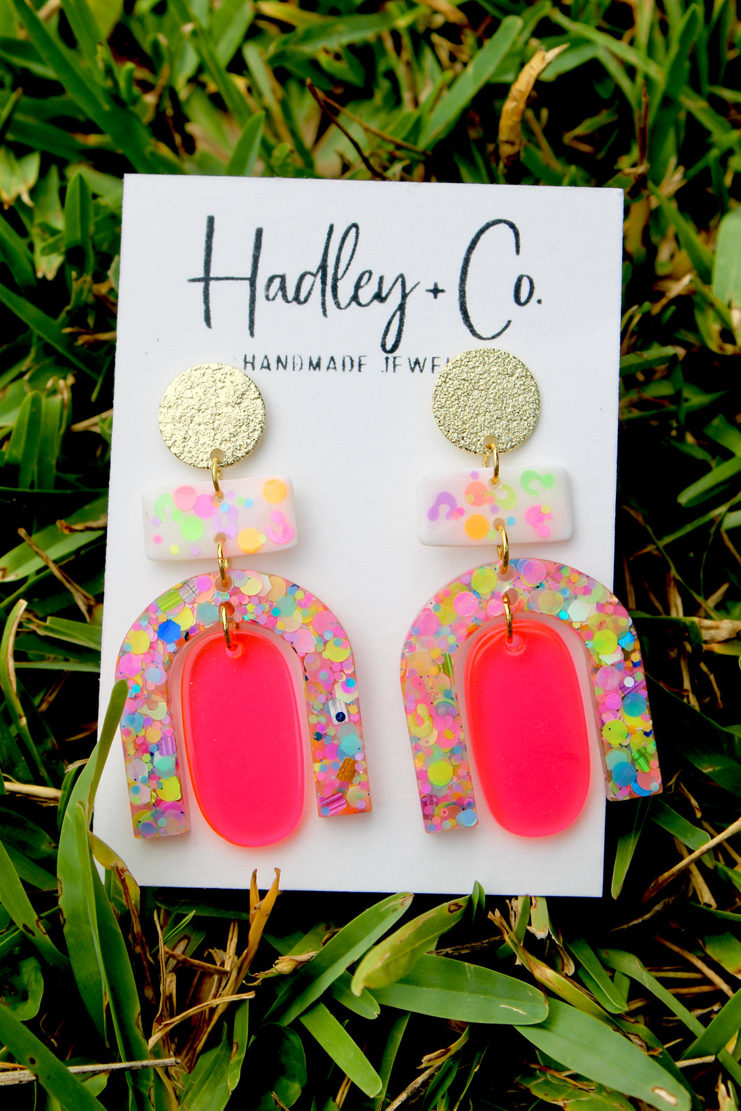 Confetti pink arch Hadley + Co earrings