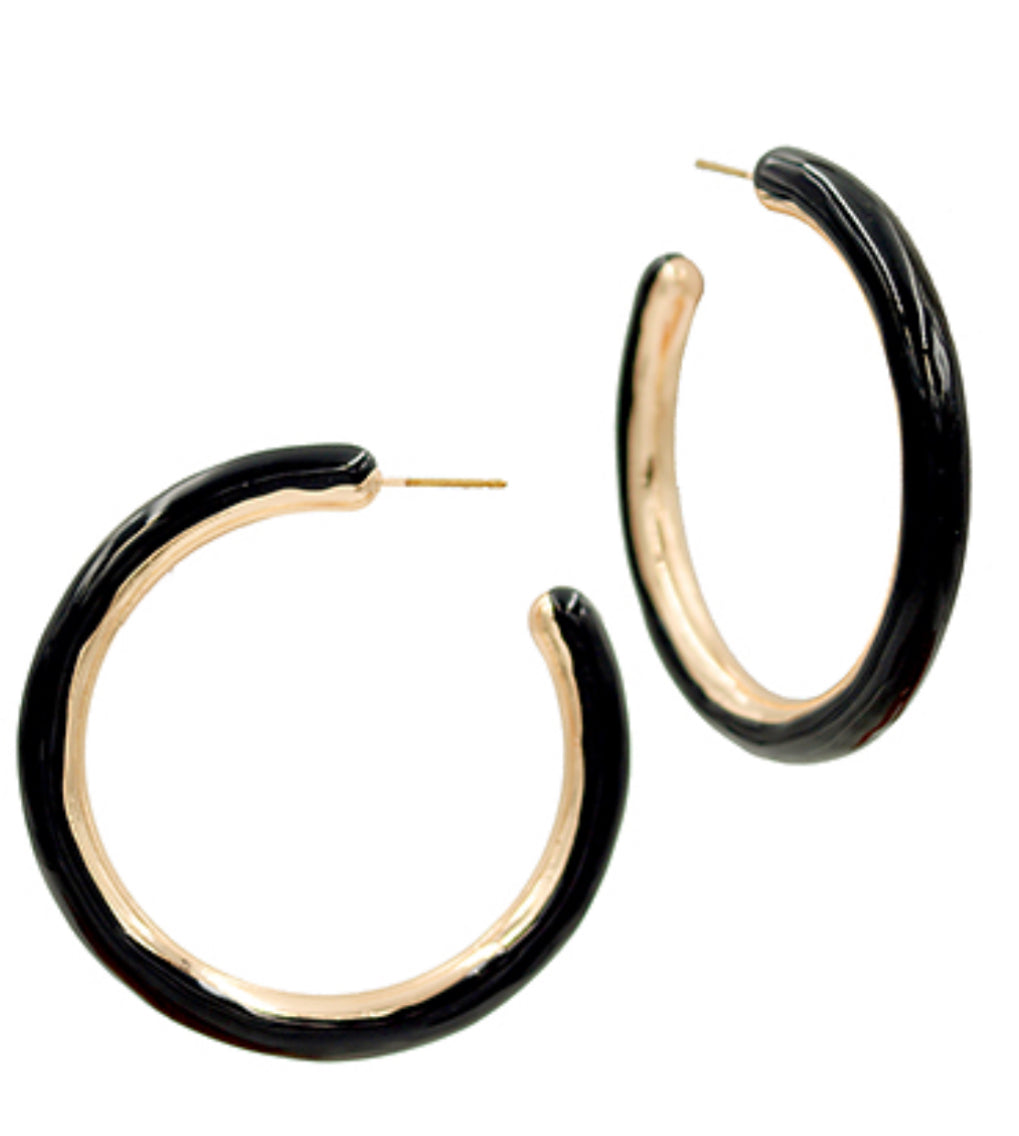 Black gold hoop earrings