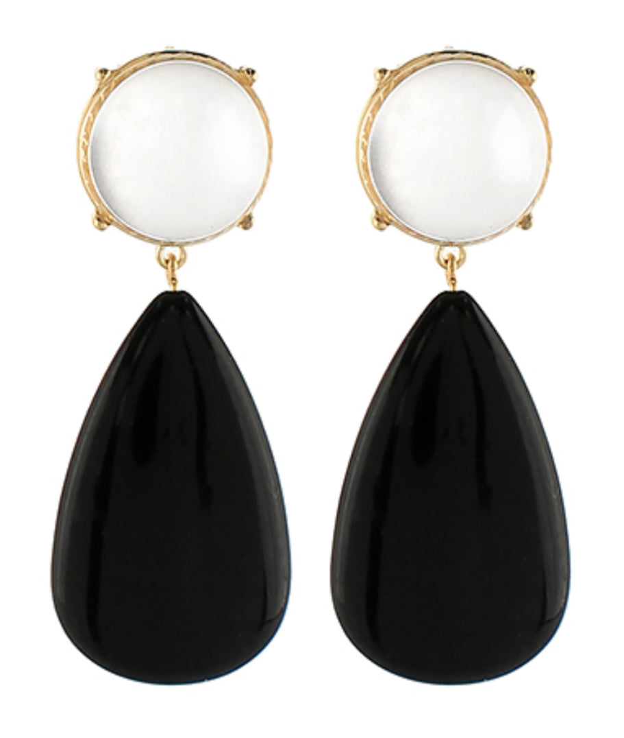 Clear black dangle earrings