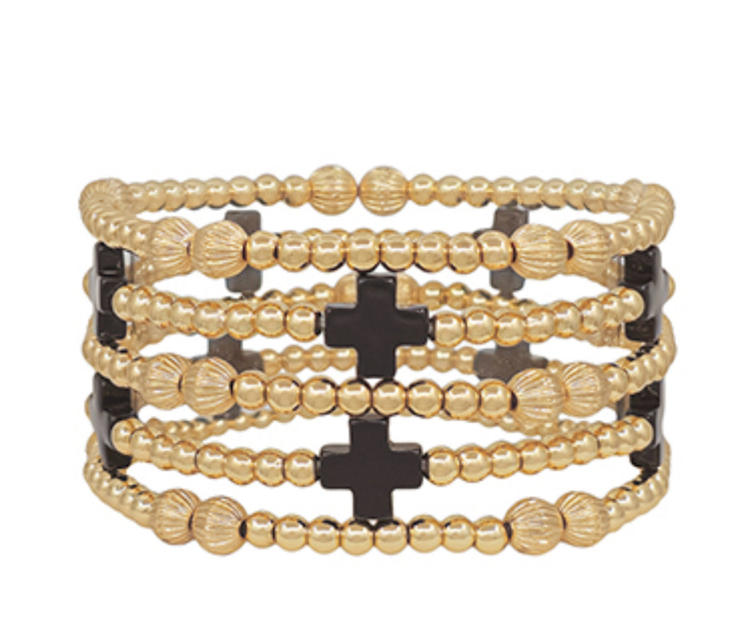 Black cross bracelet set