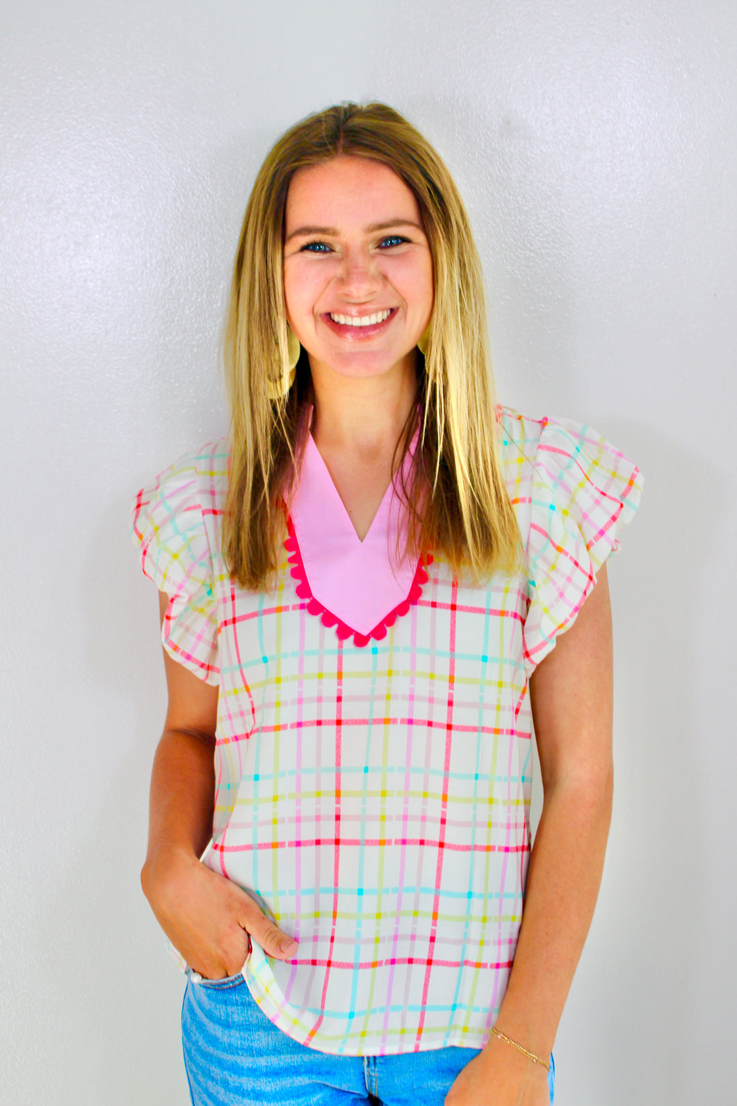 Colorful plaid top