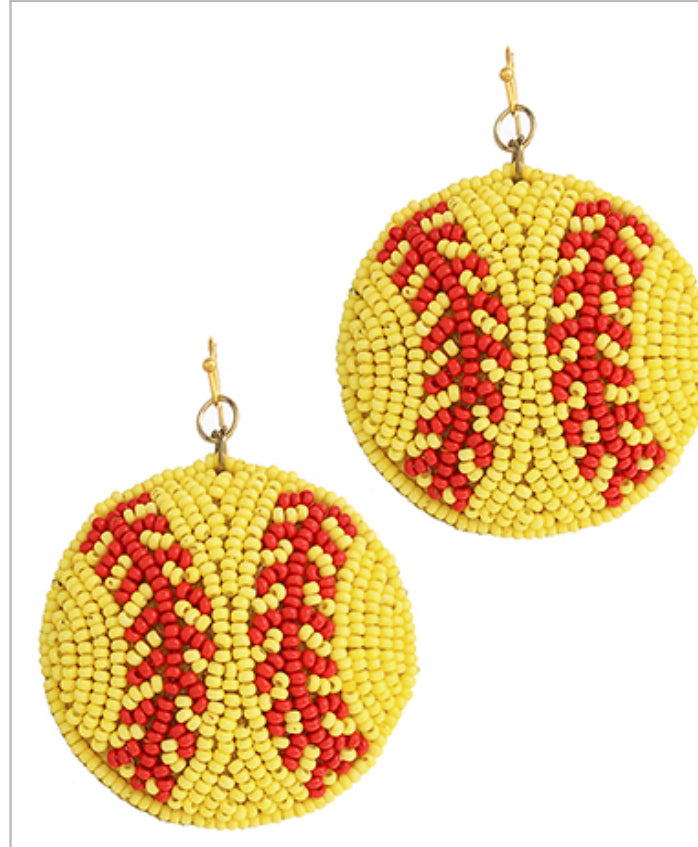 Softball beaded earrings