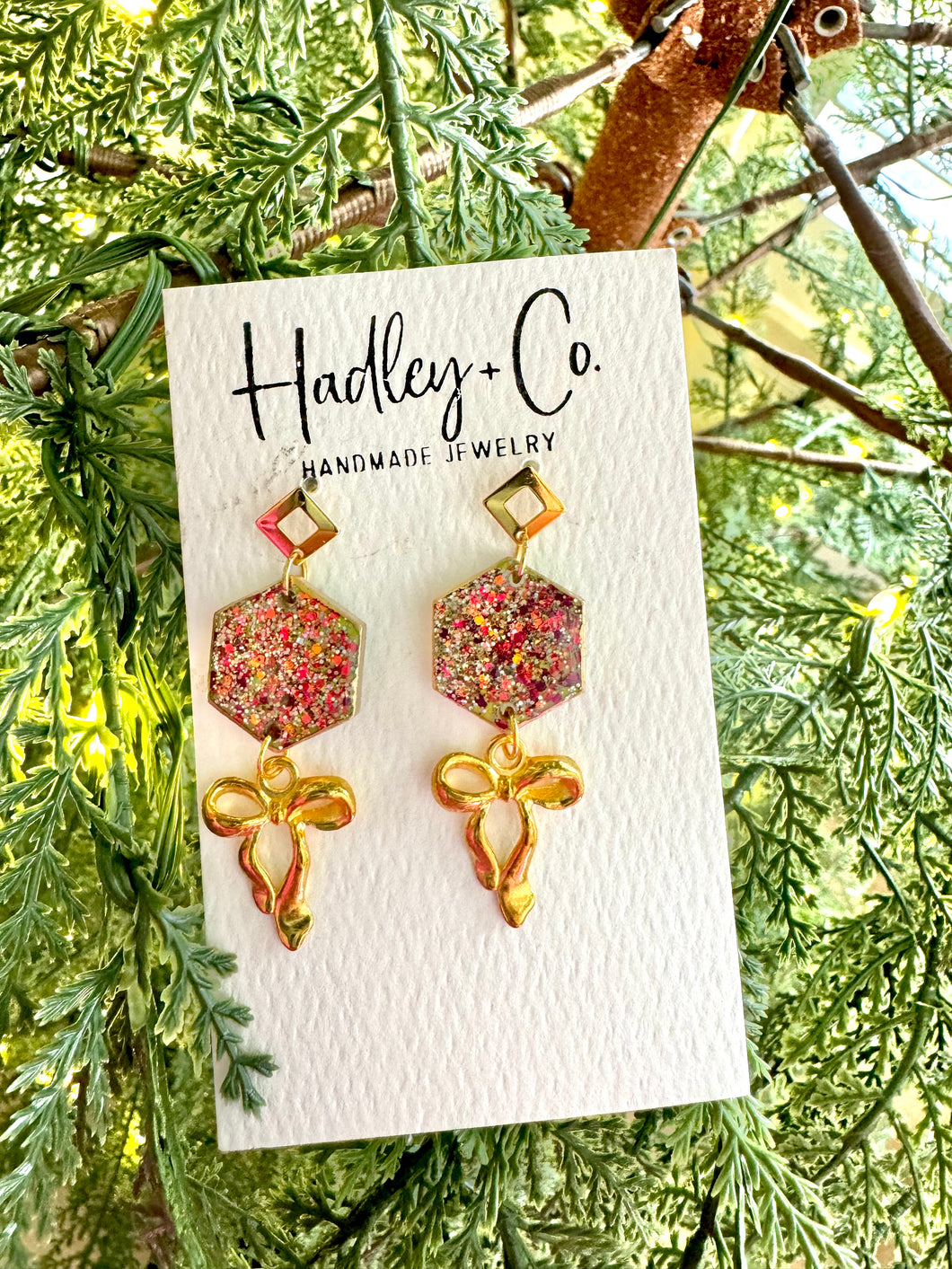 Glitter gold bow Hadley + co earrings