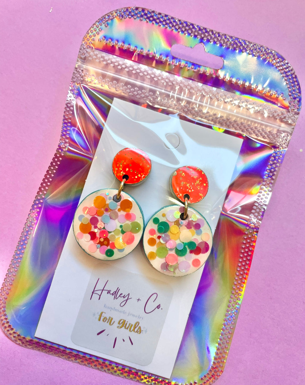 Coral confetti Hadley + Co earrings