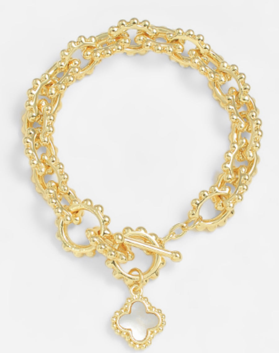 Gold clover chain bracelet