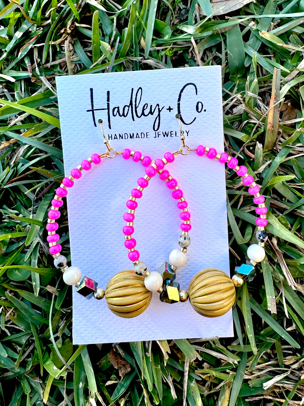 Pink gold bead Hadley + co earrings