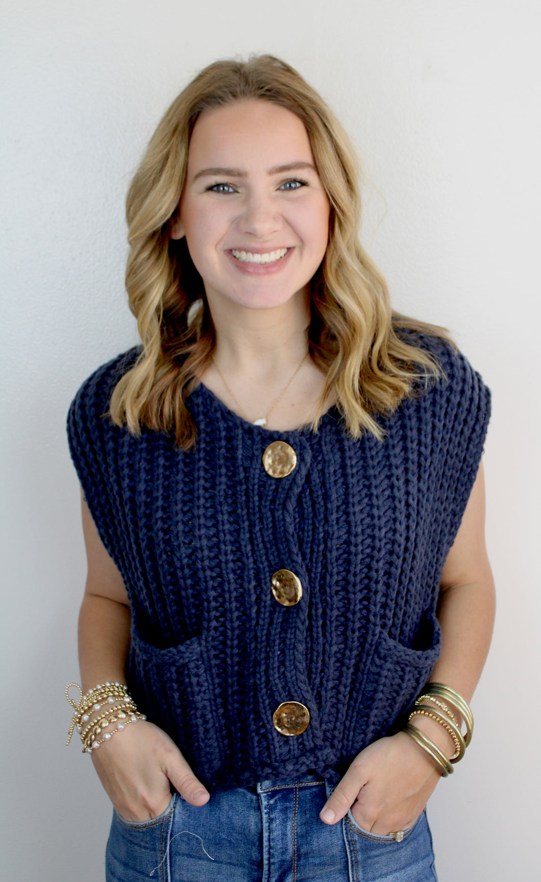 Navy sweater vest