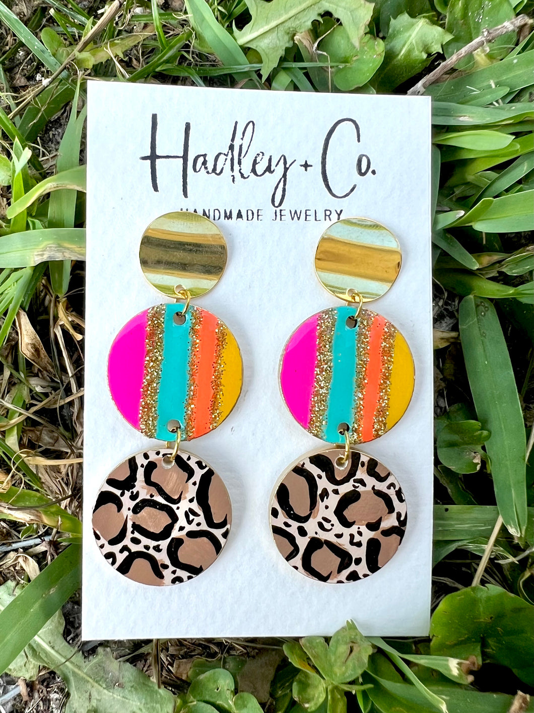 Leopard multi stripe Hadley + co earrings