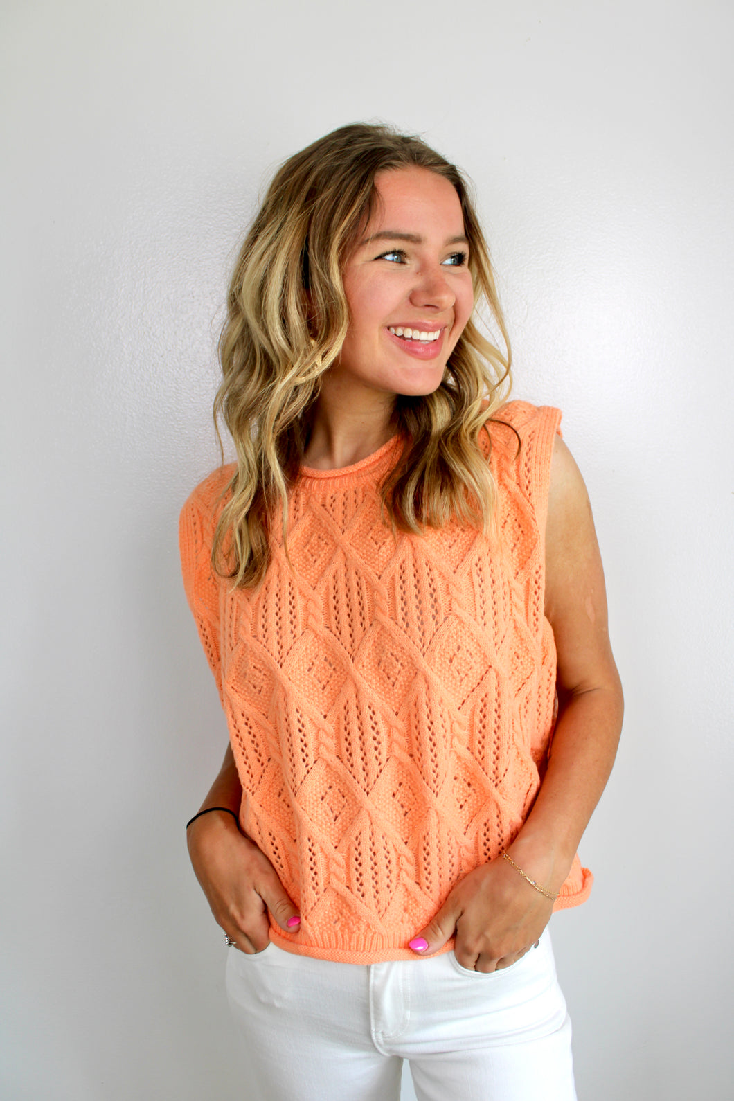 Orange knit top