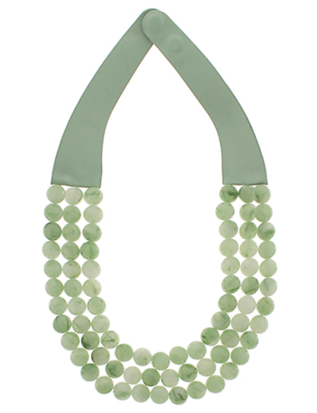Green 3 row beaded necklace