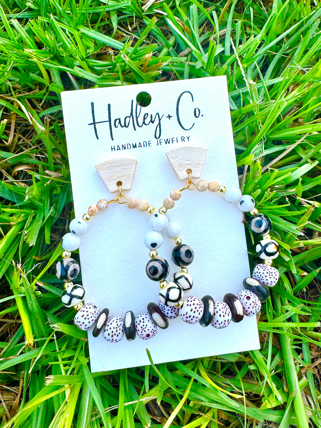 Neutral black beaded Hadley + co earrings