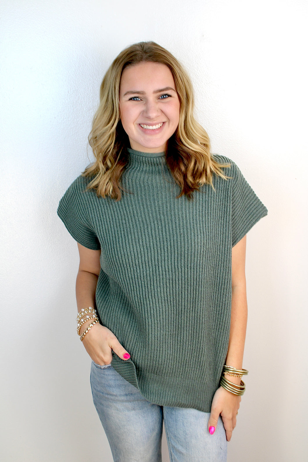 Jade mock neck sweater