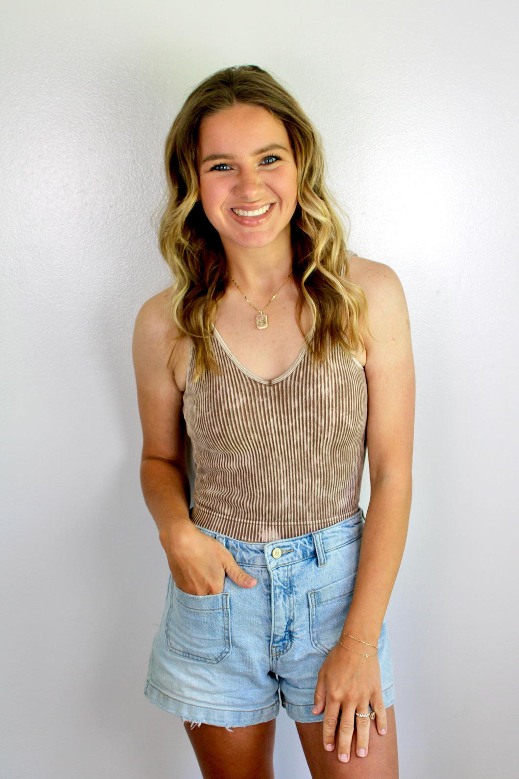Ash mocha padded tank