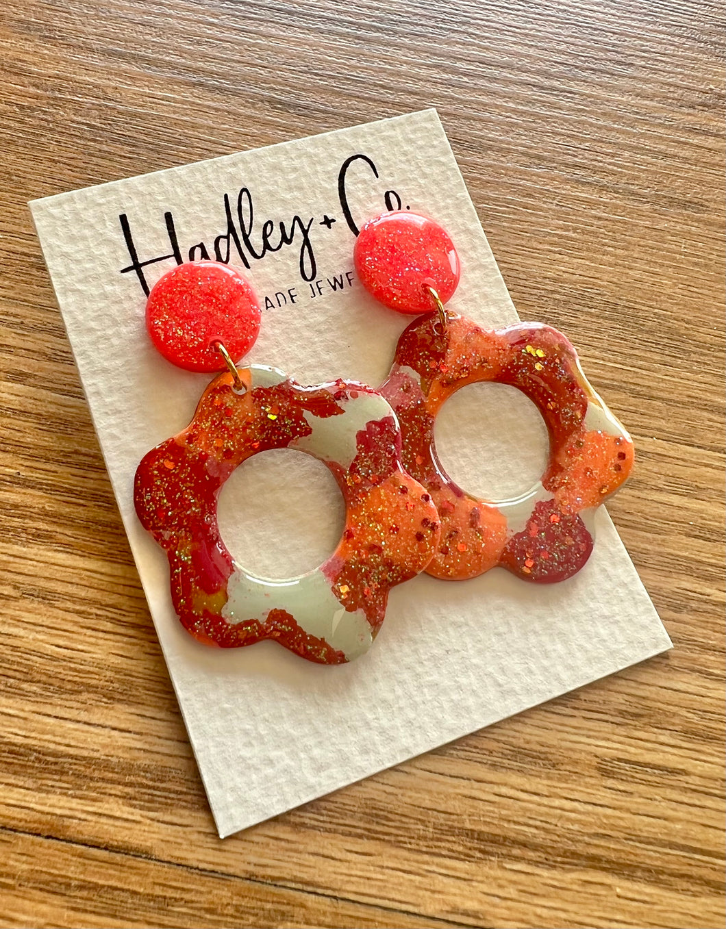 Coral orange flower Hadley + co earrings