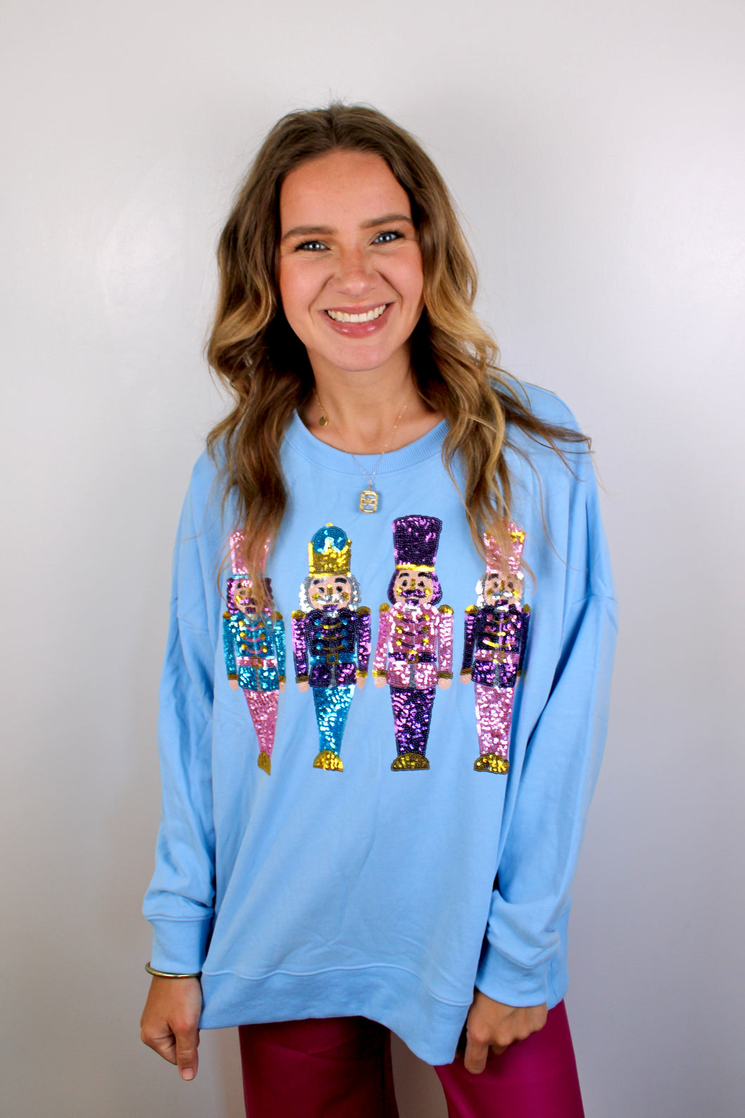 Blue nutcracker sweater