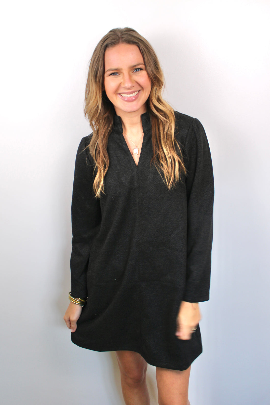 Black knitted dress