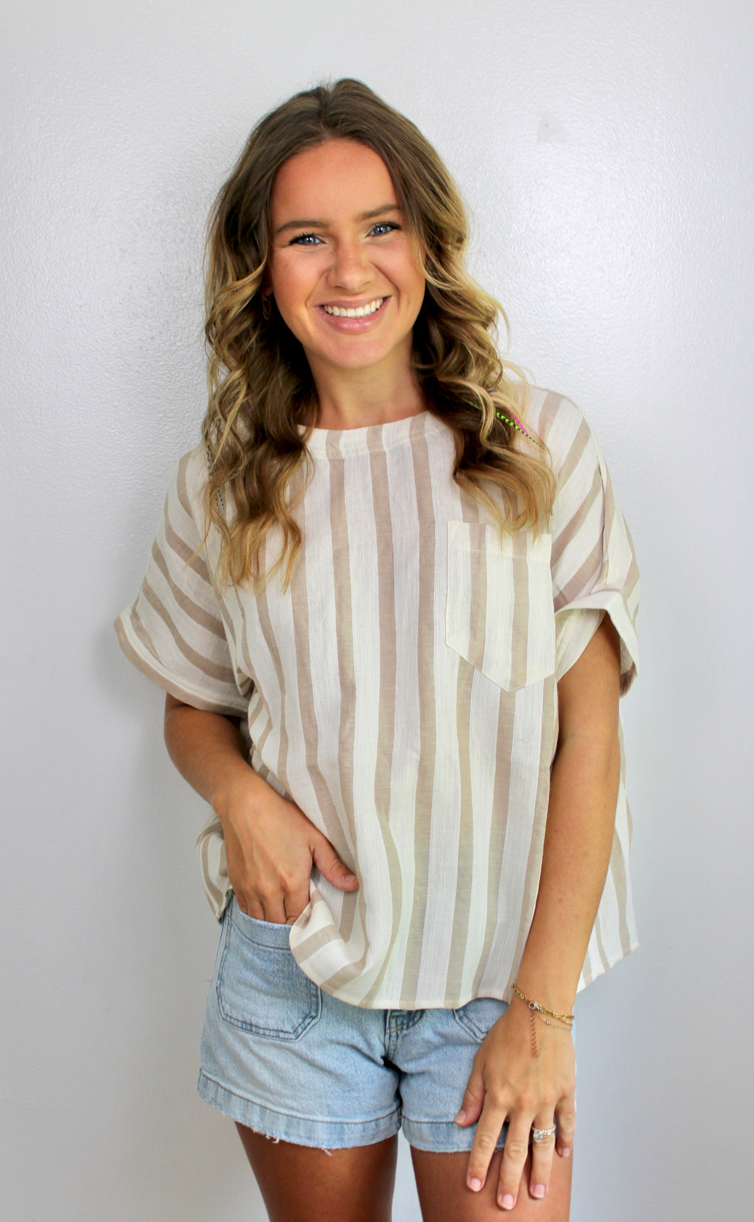 Sand striped top