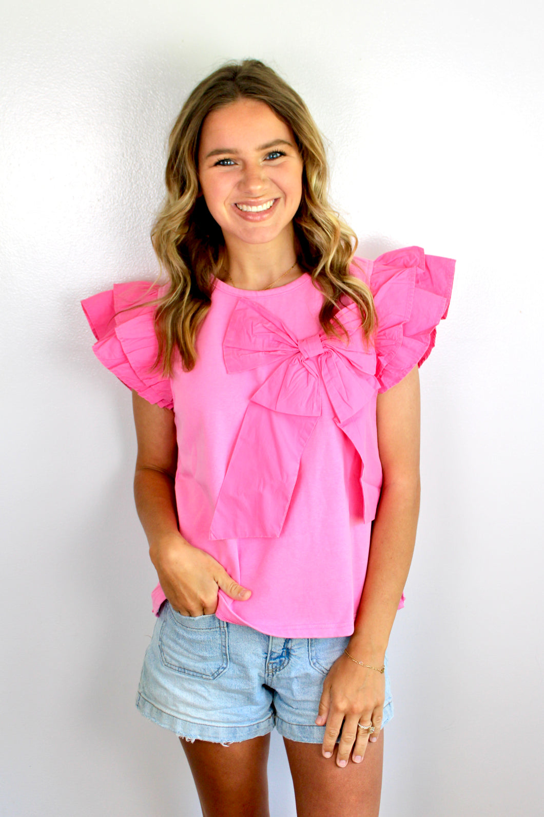 Pink large bow top- last chance