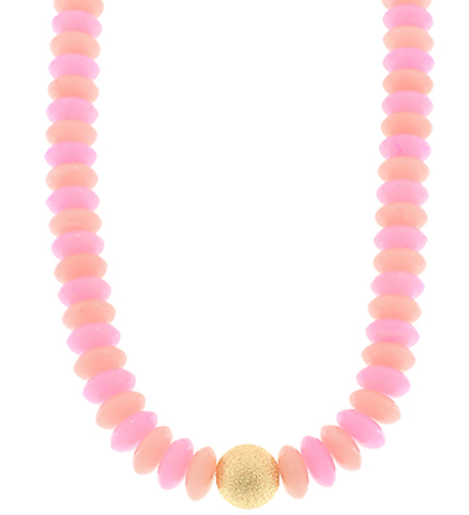 Pink gold beaded necklace