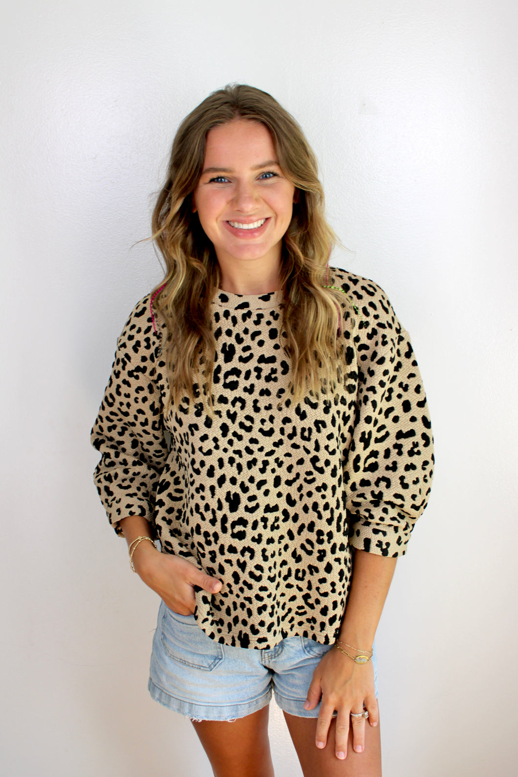 Leopard 3/4 sleeve top