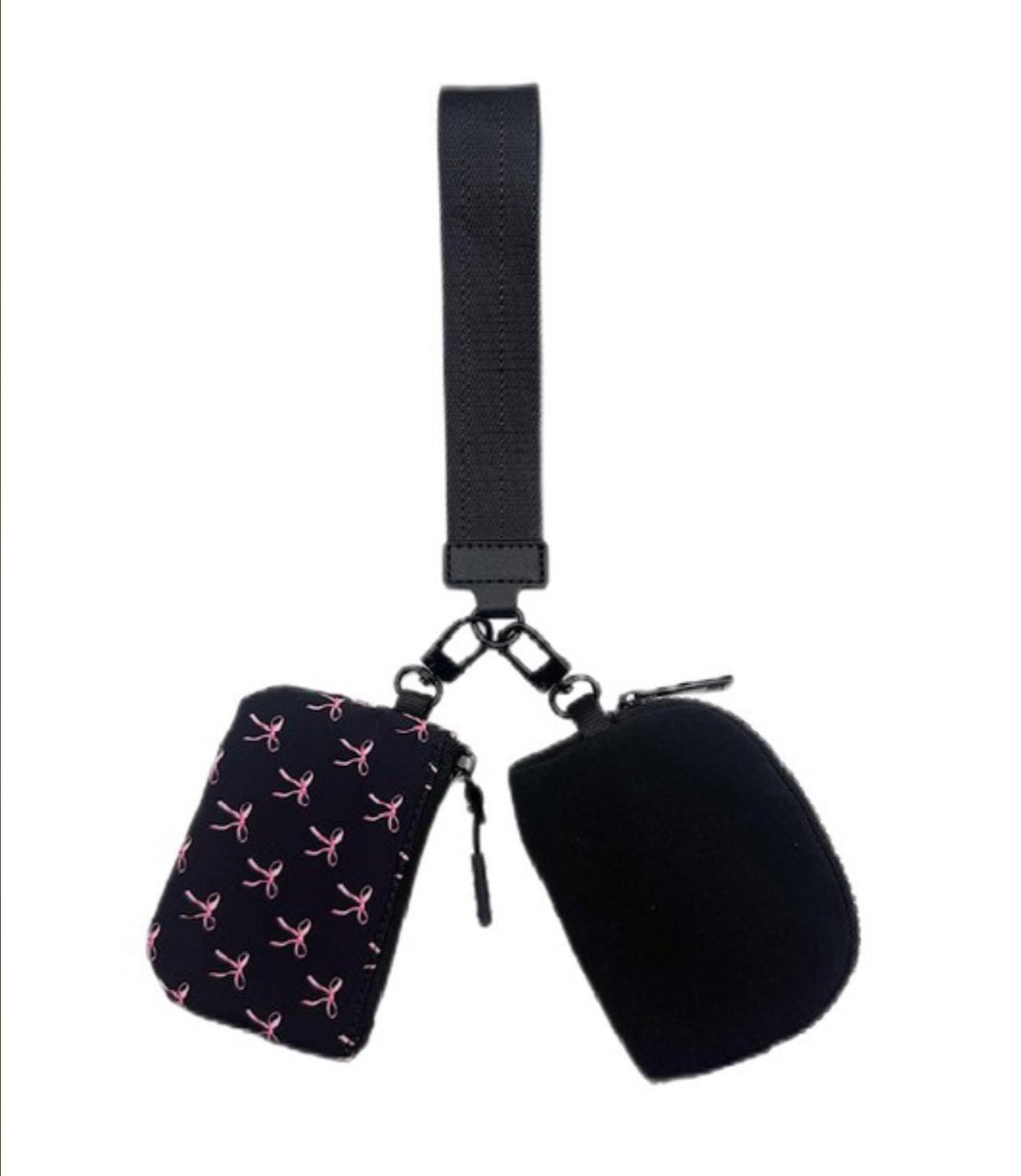 Bow black keychain wallet
