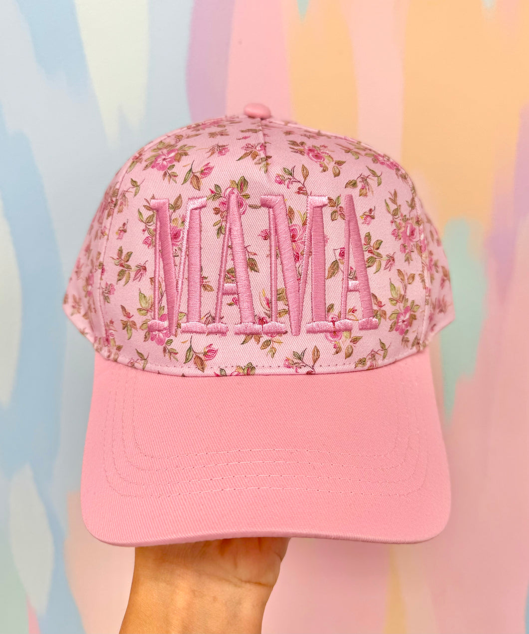 Pink floral mama hat