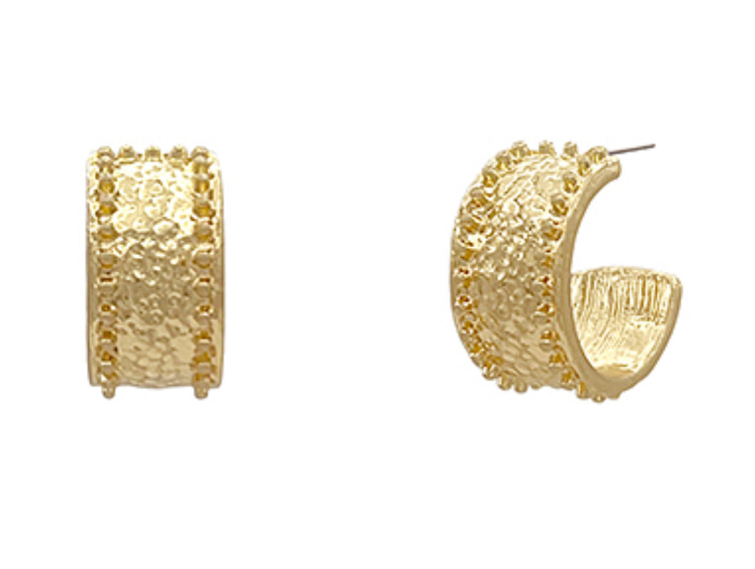 Hammered gold hoops