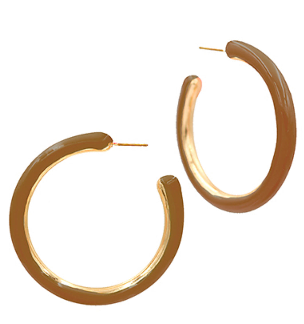 Brown gold hoop earrings
