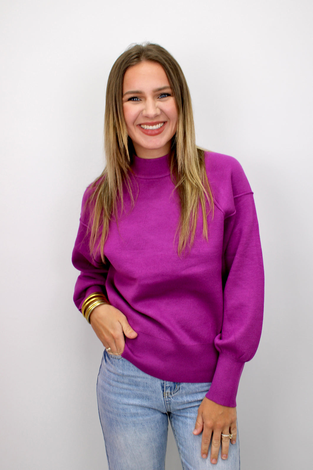 Plum mock neck sweater