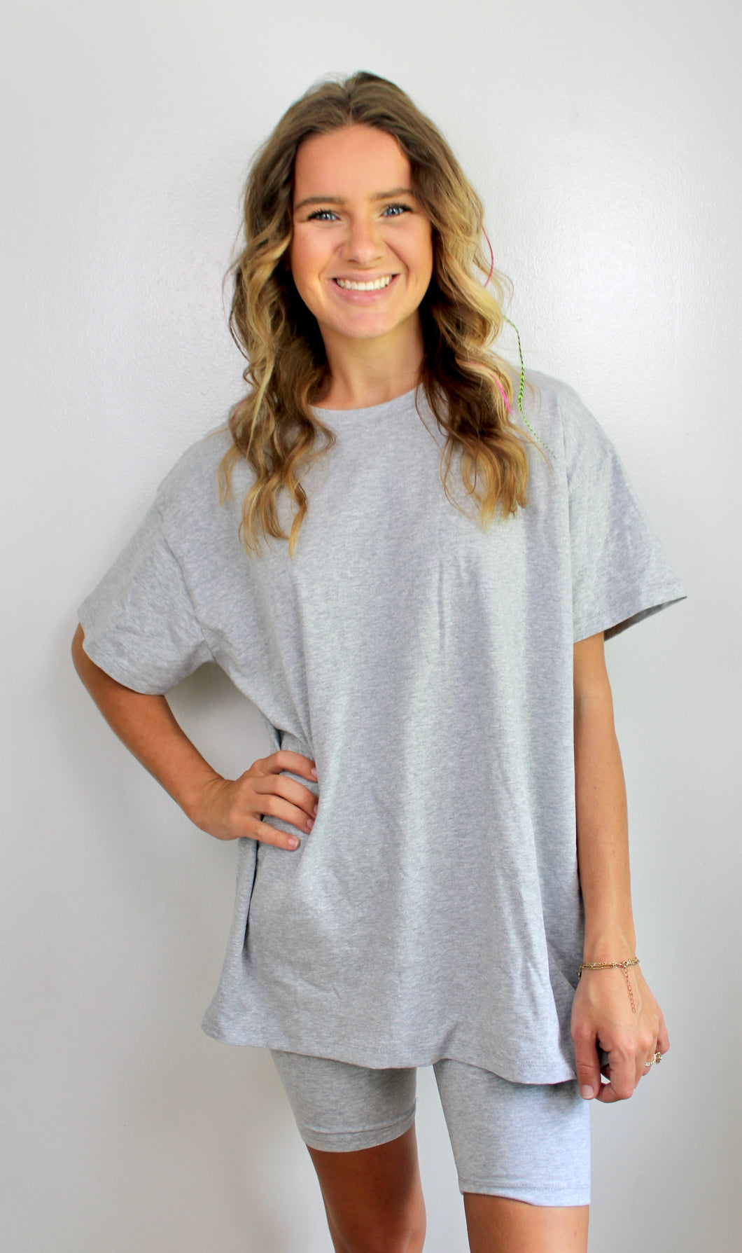 Grey biker shorts set