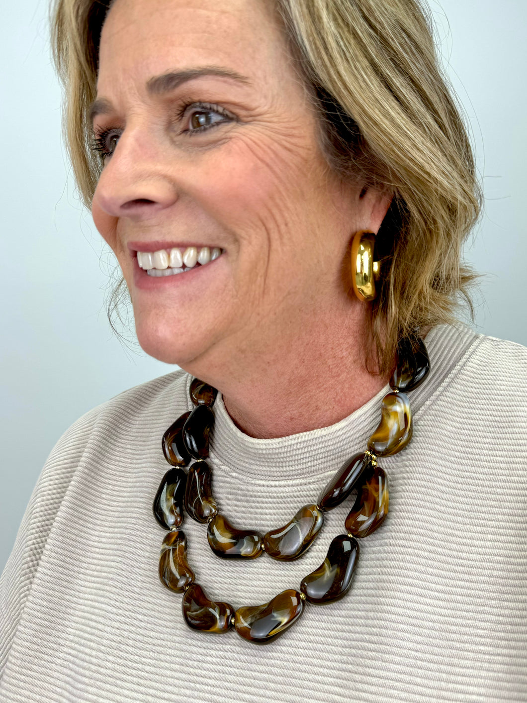 Double row Brown necklace- hart designs