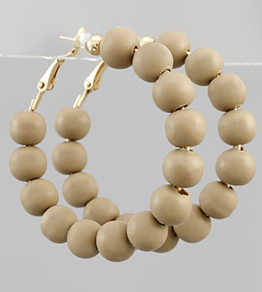 Tan clay hoop earrings