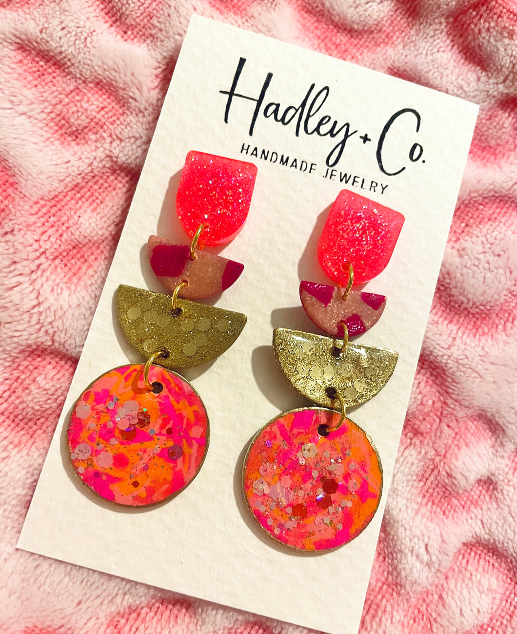 Neon pink gold Hadley + co earrings