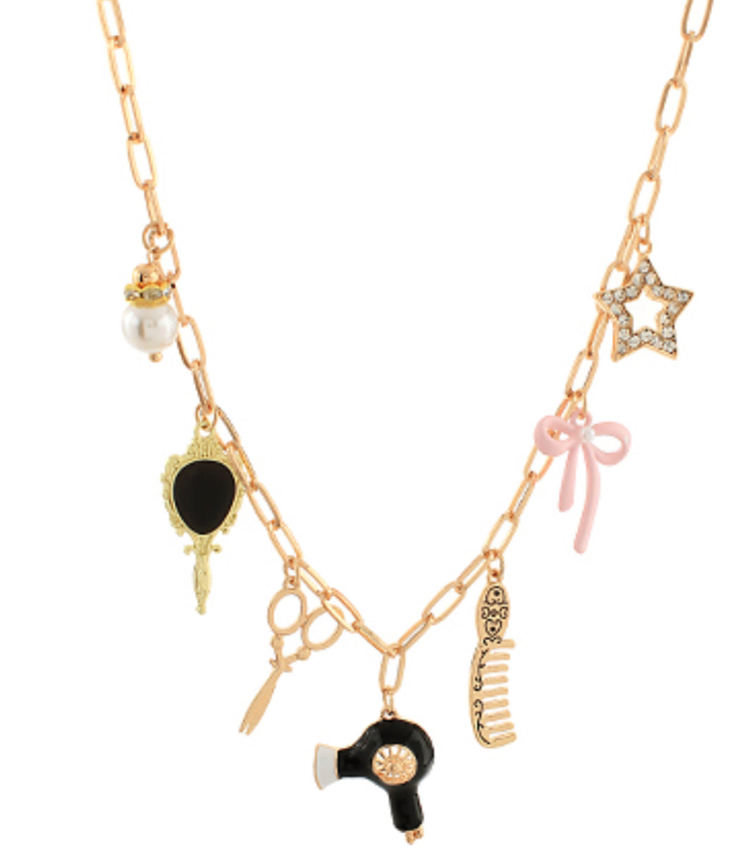 Hair stylist charm necklace