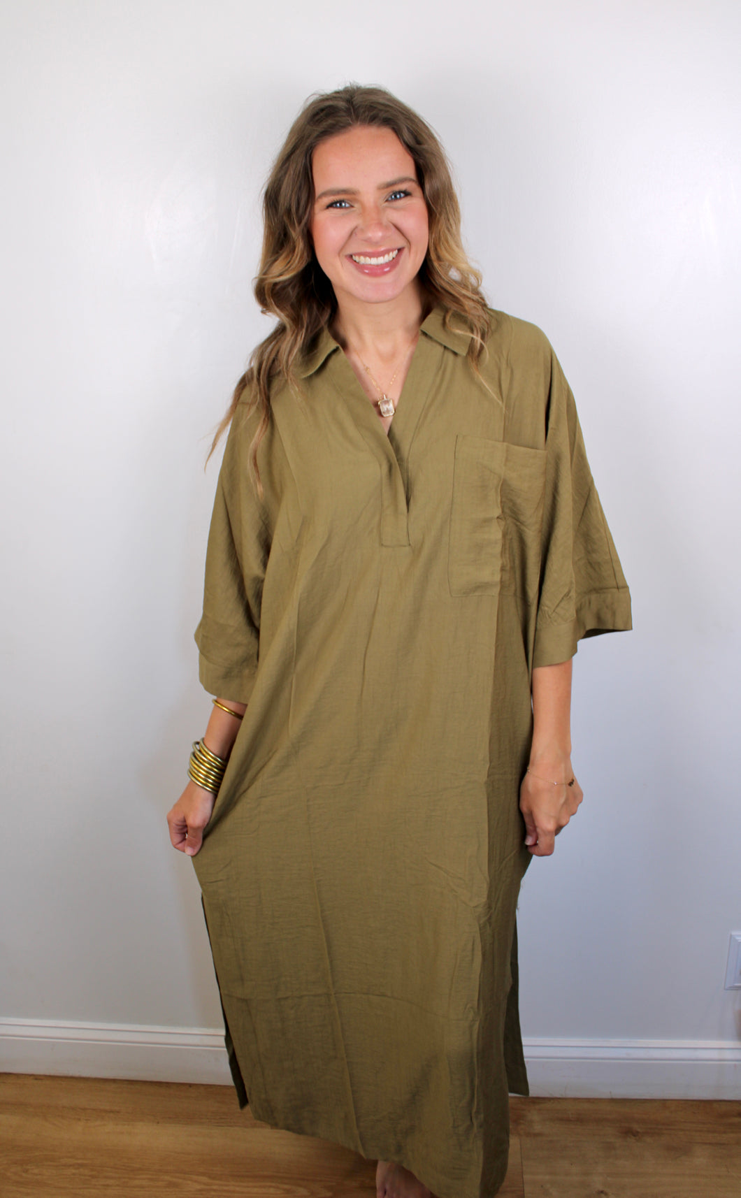 Olive midi dress