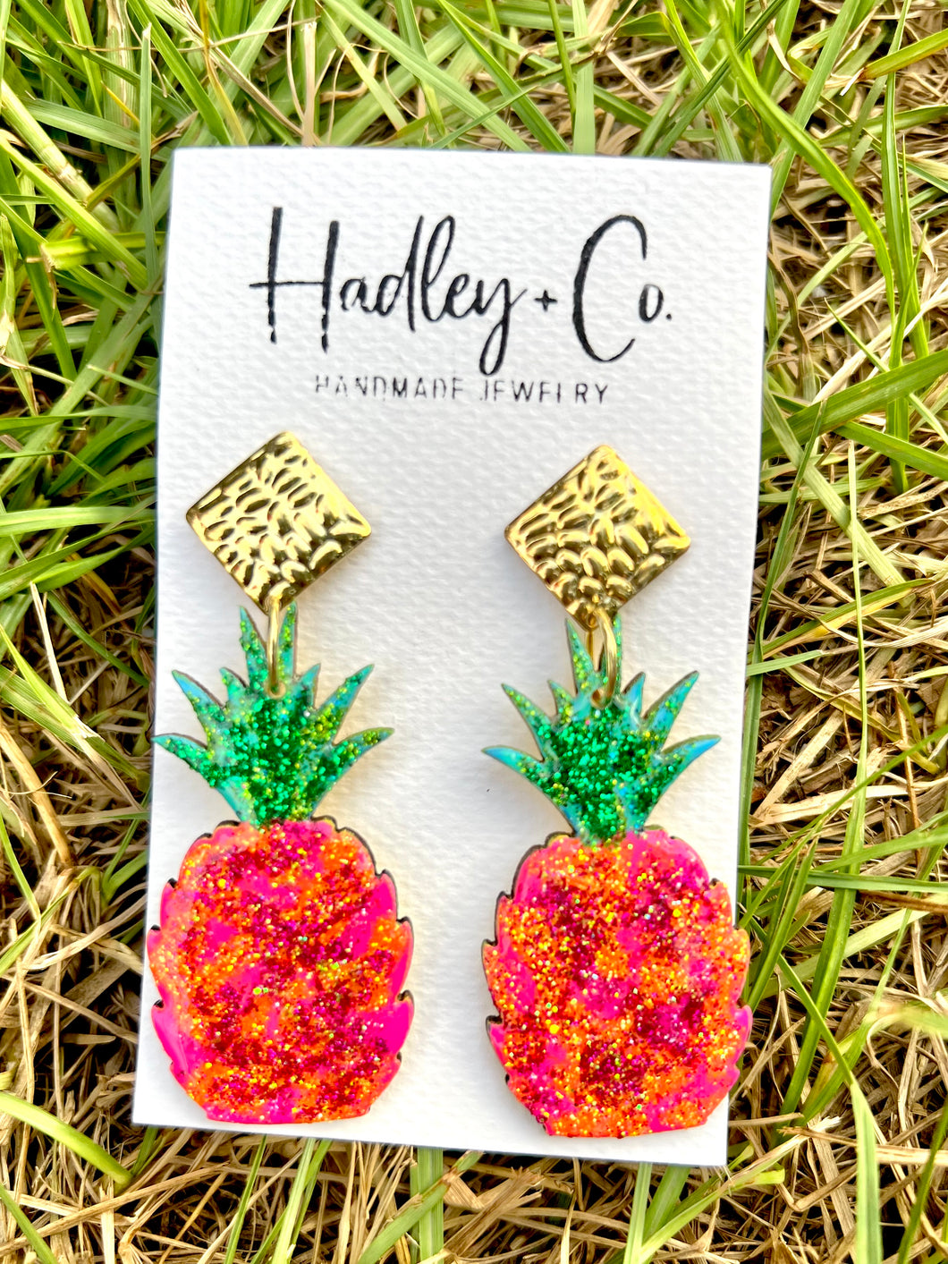Gold glitter pineapple Hadley + co earrings