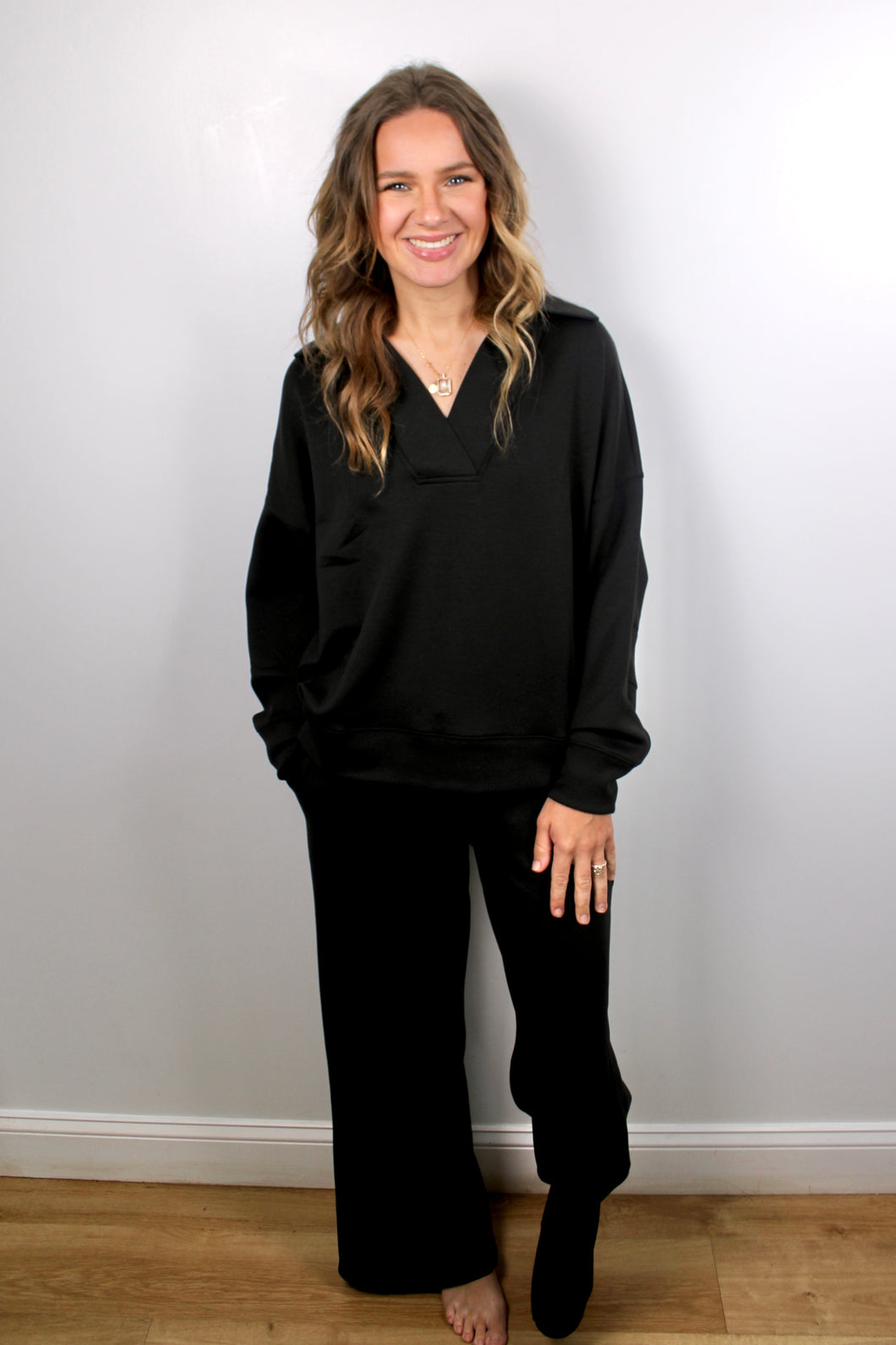 Black scuba pants set