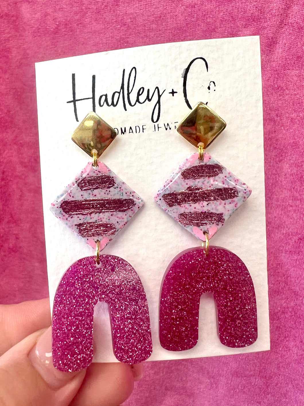 Pink arch Hadley + co earrings
