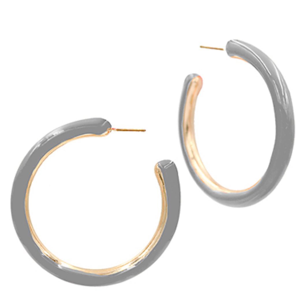 Grey gold hoop earrings