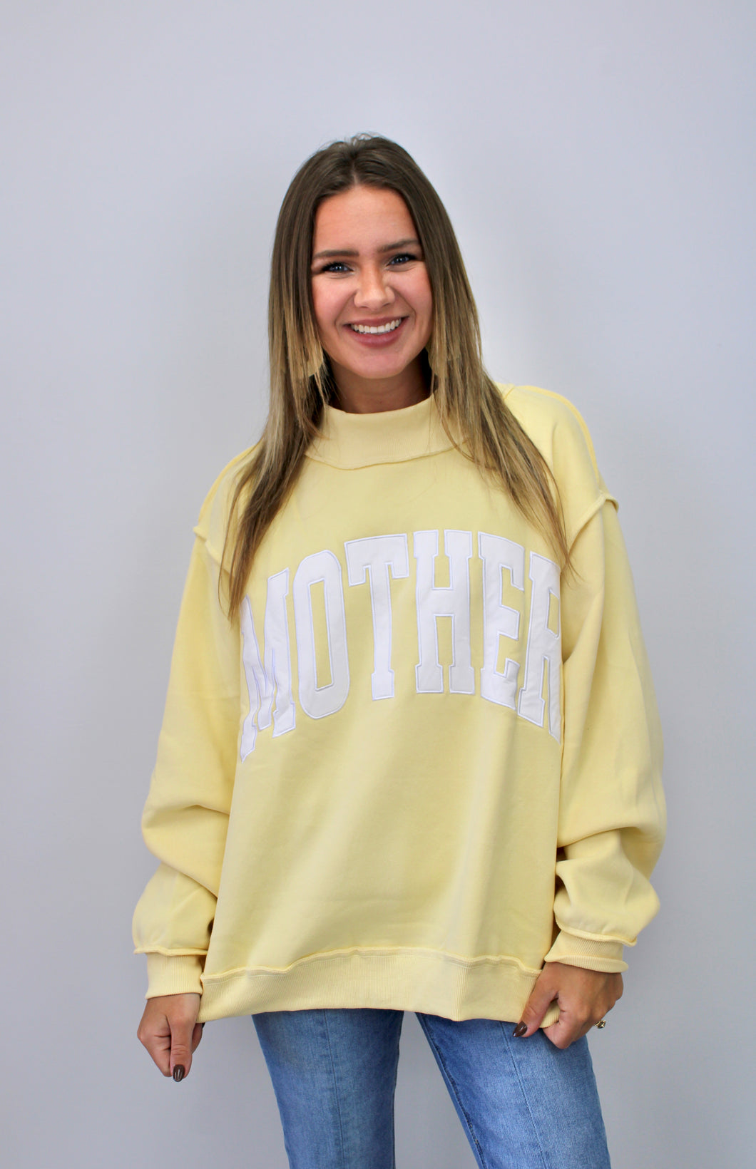 Yellow mother mock pullover