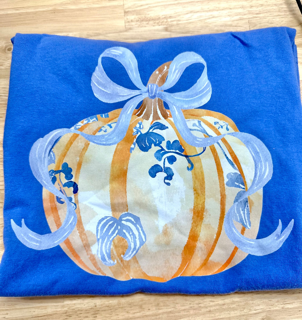 Blue orange pumpkin tee