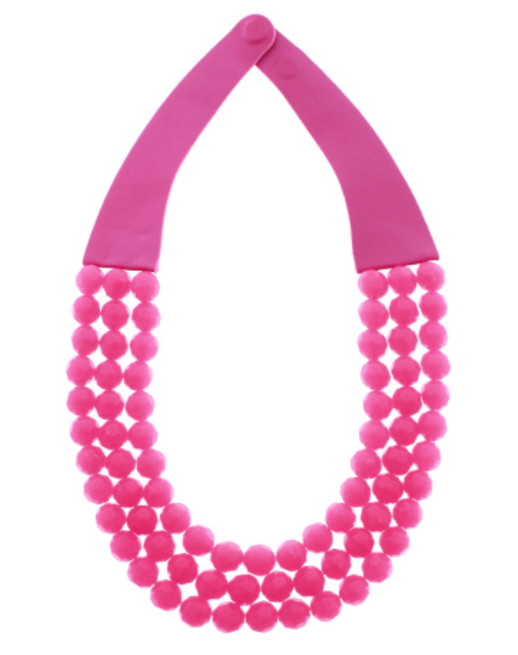 Pink 3 row beaded necklace