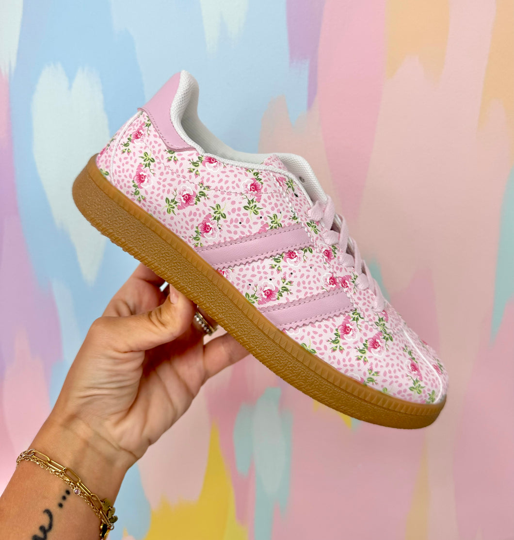Pink floral sneakers