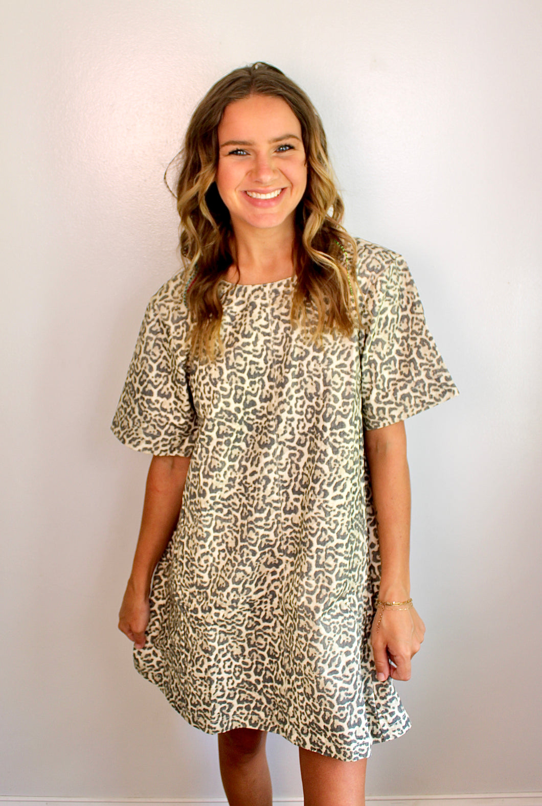 Pleat leopard dress- last chance