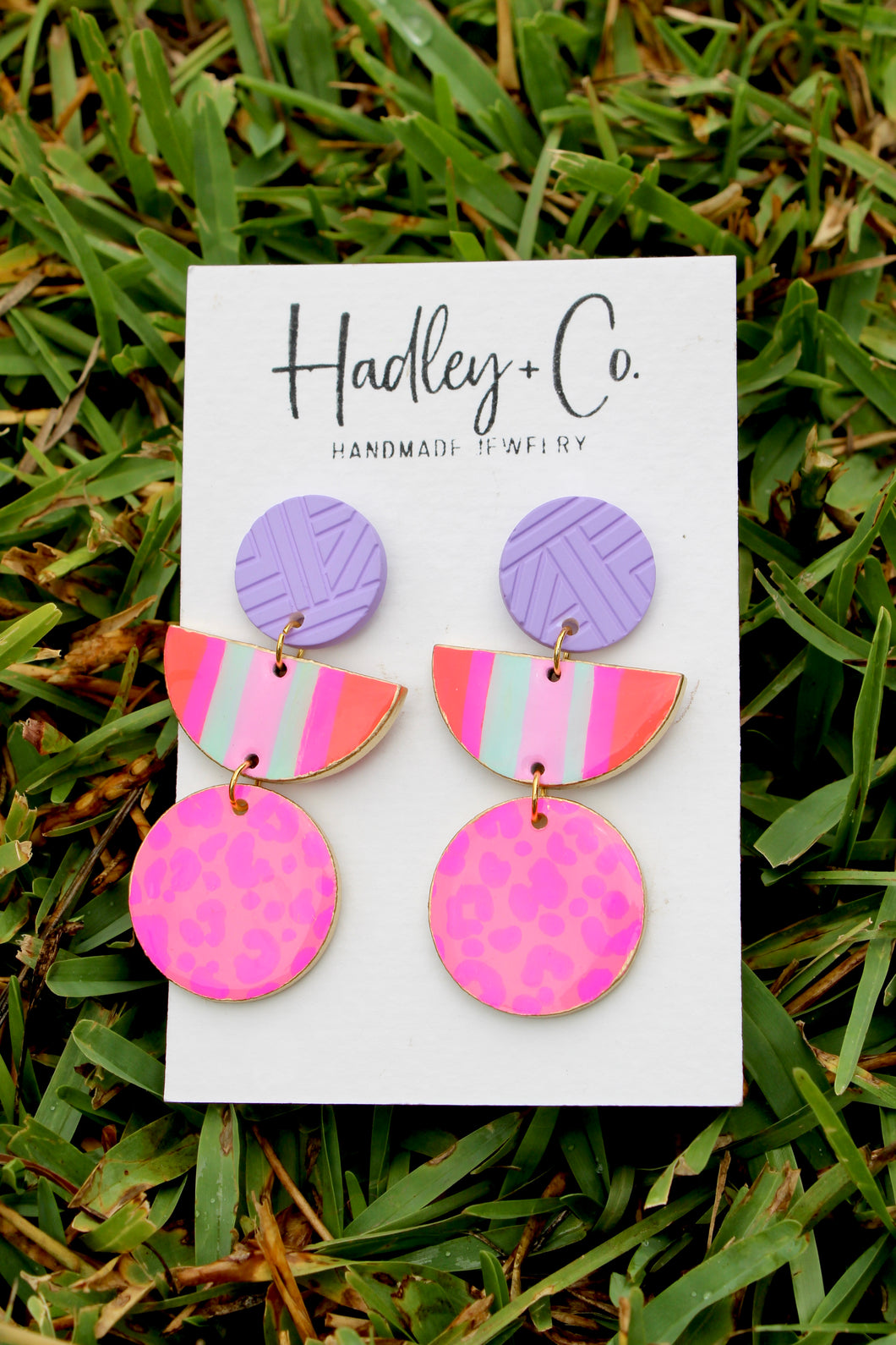 Coral pink lavender Hadley + co earrings