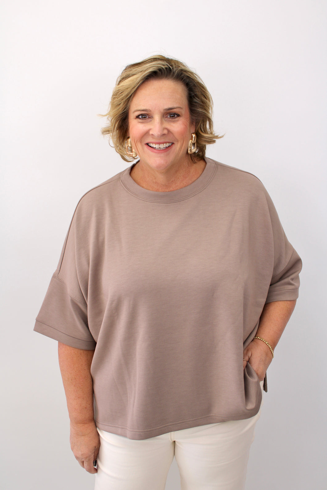 Ash mocha oversized scuba top