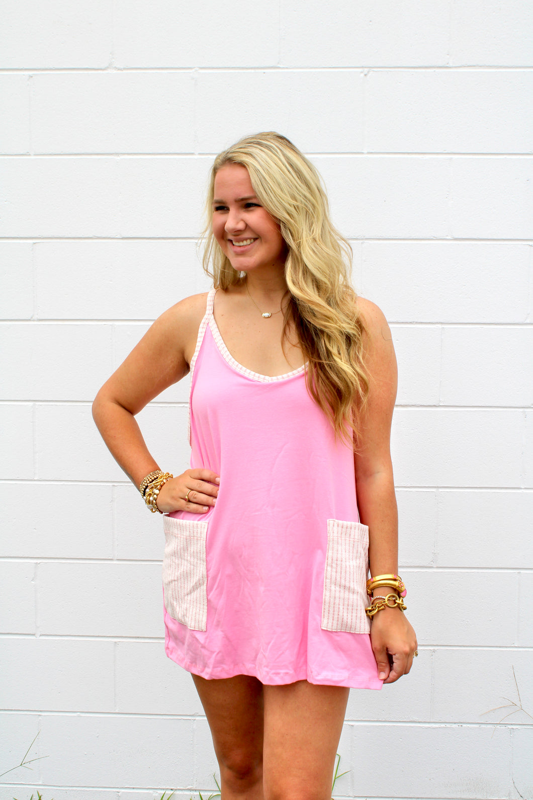 Pink romper dress