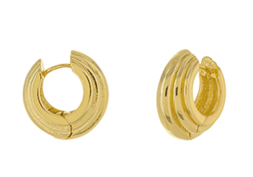 Brass gold plated huggie hoops