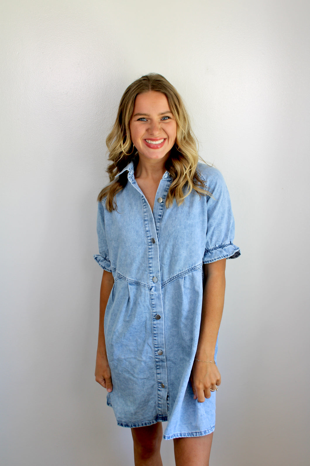 Denim button down dress- last chance