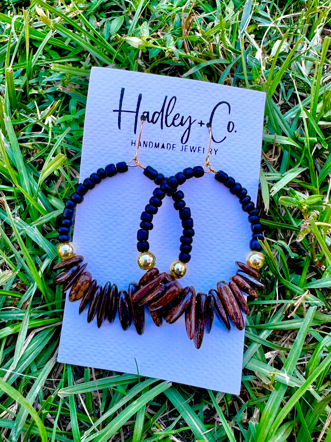 Black Brown beaded Hadley + co earrings